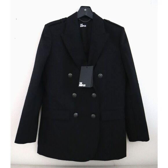 The Kooples FVES29025K Womens Sz 36 Black Wool-Blend Double Breasted Blazer - Picture 1 of 11